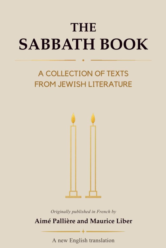 Cover of The Sabbath Book: two gold candles on a parchment background, with the title above and the compilers' names below.
